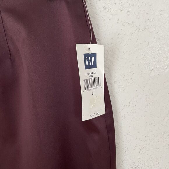 Vintage Y2k GAP Women Burgundy A-Line Skirt Size 6 OfficeCore Satin 90s - Picture 3 of 7